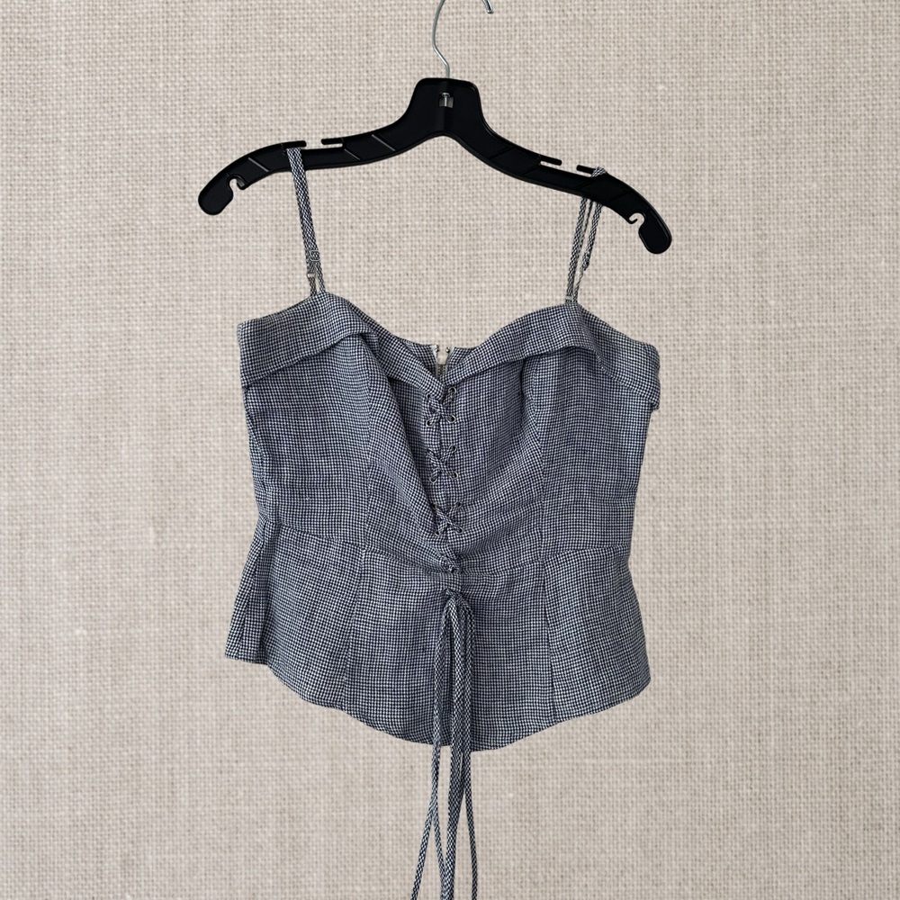 Reformation Gray Lace-Up Crop Top